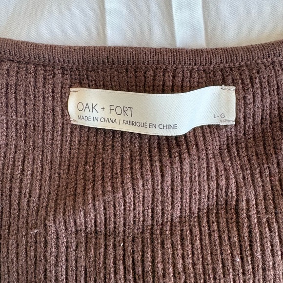 OAK + FORT Ribbed Knit Long Sleeve in Chocolate Brown - Picture 6 of 6